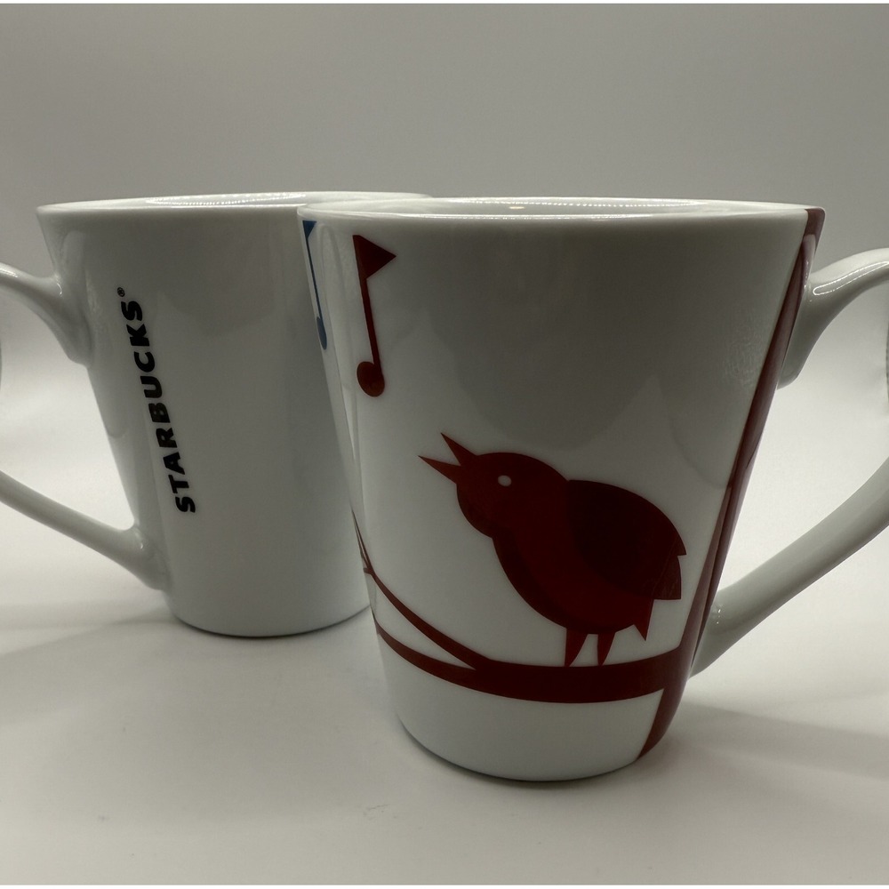 STARBUCKS COFFEE - 2012 Singing‎ Birds - Lot of 2 - Ceramic Mugs Cups